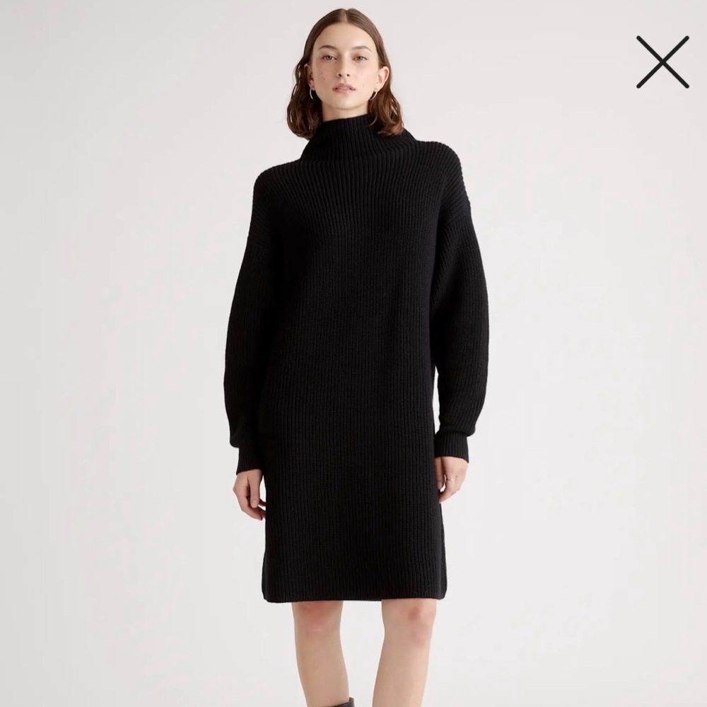 Quince Australian Merino Wool Relaxed Turtleneck Sweater Dress